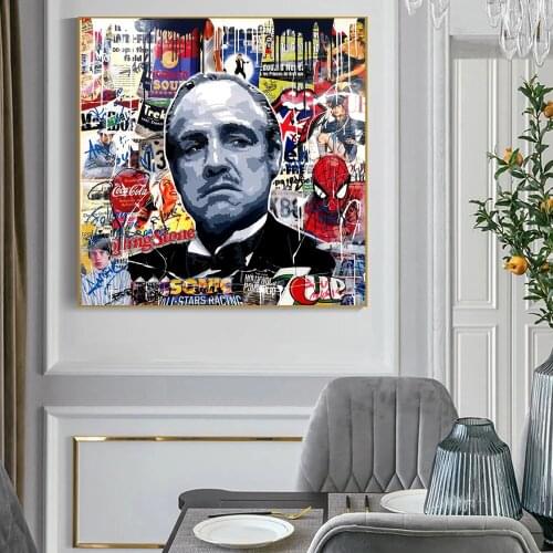 Figure Godfather Portrait Graffiti Art Canvas Painting Wall Art Posters Prints Wall Picture for Living Room Home Cuadros Decor