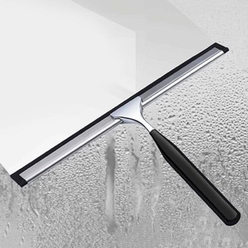 Short Handle Glass Window Squeegee Stainless Steel Mirrors Cleaner for Bathroom Showers Glass Doors Adhesive Holder Wholesales