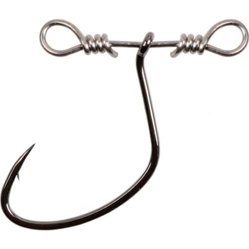 10Pcs/Pack 2.1cm-2.5cm Fishing Balance Lightweight Single Hook with Double Hole Swivel Ring for Angling Easy to Use Fishing Hook
