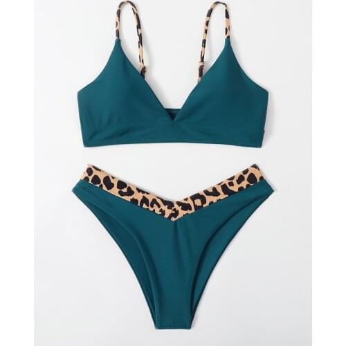 Sexy Micro Bikini 2020 Women Solid And Leopard Push Up Padded Thong Swimsuit Female Cut Out Bathing Suit Swimwear Trajes De Bano