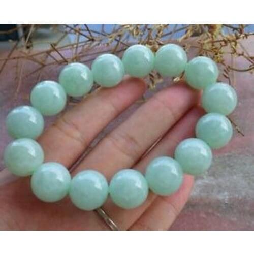 Certified Green Burma A JADE Jadeite Bead Lotus Flower Bangle Bracelet 13mm