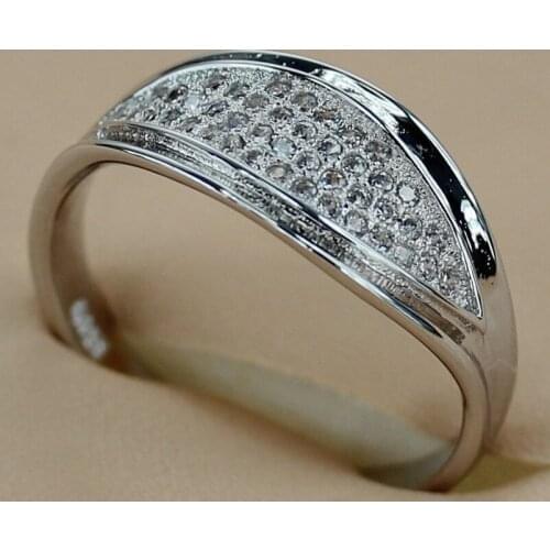 SHUNXUNZE Charms Wedding rings Jewelry for women dropshipping Flash sale White Cubic Zirconia Rhodium Plated R3139 size 6 7 8 9