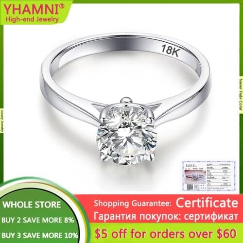 95% OFF! With Certificate Silver 925 Ring Real Solid 18K White Gold 2 Carat Lab Diamond Rings Bride Wedding Band Women Gift R128