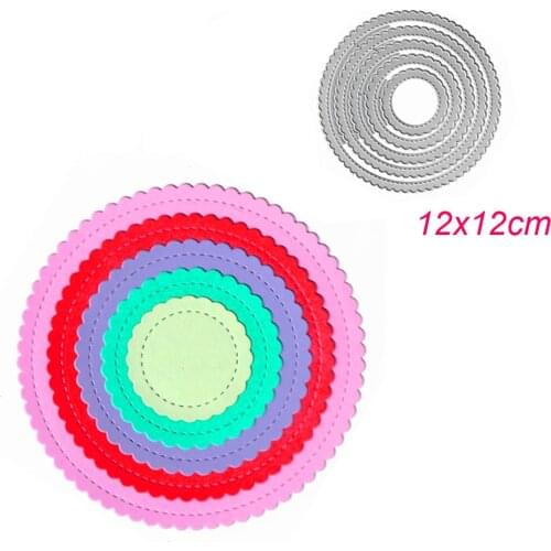 Stitched Circles Frame Metal Cutting Dies for Scrapbooking Album Paper DIY Card Decoration Embossing New Dies Cut 2021