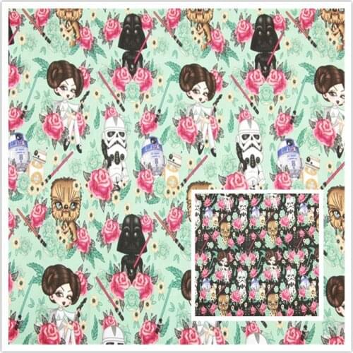 Disney Star War Flowers Print 100% Cotton Fabric for Girl Clothes Hometextile Cushion Cover Curtain Needlework DIY
