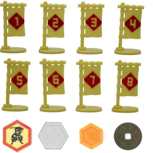 TRPG board game Rising sun clans flags tokens coins miniatures models