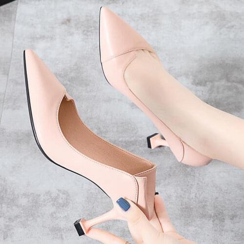2021 New Autumn Fashion High Heels Pointed Toe Strange Styly Women Shoes Black Color