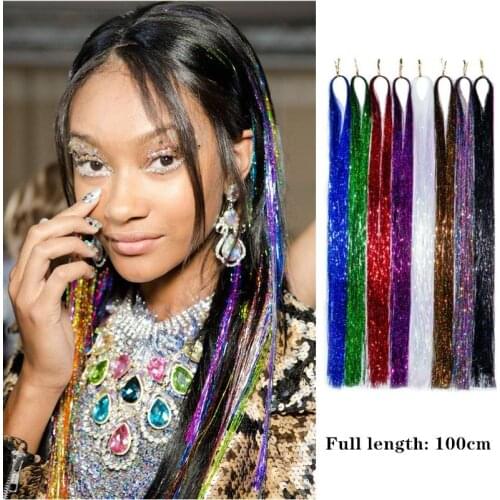 Party Holographic Hair Accessories Glitter Hair Tinsel Sparkle Extensions 120 Strands Bling Twinkle Hair Extension