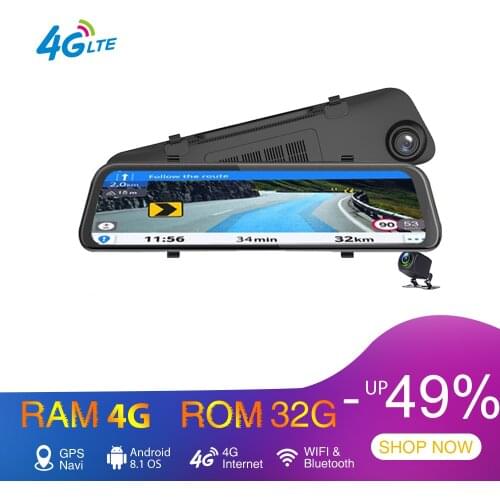 RAM4GB+ROM32GB Car DVR Android 8.1 Dash Camera 4G & WiFi GPS Navigation FHD 1080P Dual Lens Car Video Recorder Auto Recorder