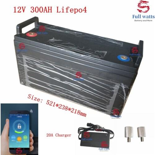 Waterproof 12.8v 12V 300AH Lifepo4 battery BMS for inverter Photovoltaic solar energy Base station PV RV EV +20A Charger