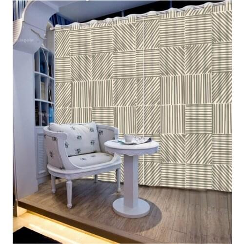 Custom 3D Curtain Bed Room Living Room Office Hotel Curtain Plaid Stripes Cortinas For Bathroom Fabric Curtain