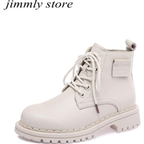 Autumn Ankle Boots Women Cow Leather Platform Short Boots Ladies Shoes Casual Round toe Chelsea Boots