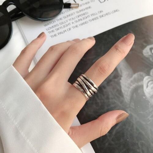 Korean Star Vintage Multi-layer Chains Lines Rings For Women Large Adjustable Size Finger Ring Fashion Boho Jewelry
