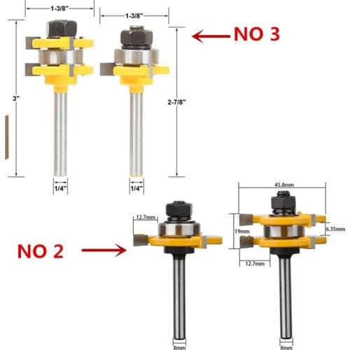 1/4 inch Shank 2 Bit Tongue and Groove Router Bit Set Woodworking Milling Cutter For Flooring Wainscot Panel Tools