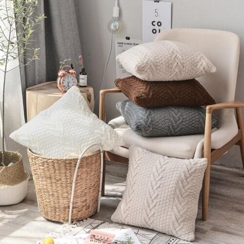 1pc Solid Cushion Cover Cotton Throw Pillowcases Without Filler 45x45cm 17.7"x17.7" Home Decoration