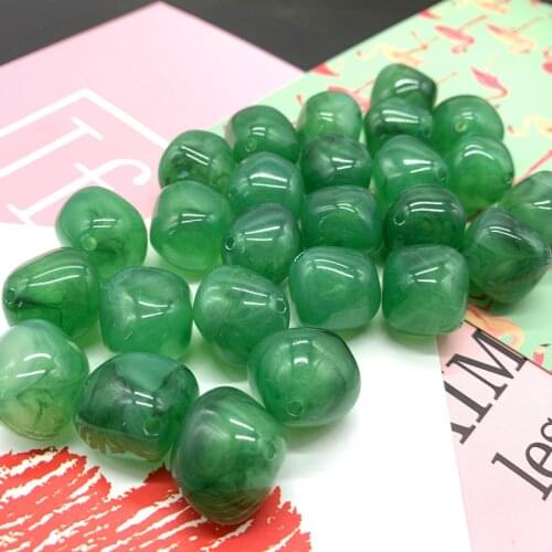New 10 Pcs Irregular Round Acrylic Beads Spacer Loose Beads For Jewelry Making DIY Bracelet #Green