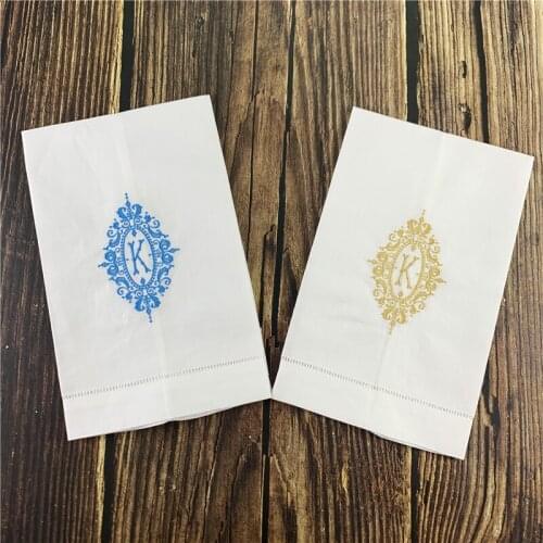 12 PCS Fashion Guest Towels (Letter-K) Monogrammed Tea Towel 14X22-inch Cleaning Cloth Guest Hand Dish Kitchen Bathroom Towel