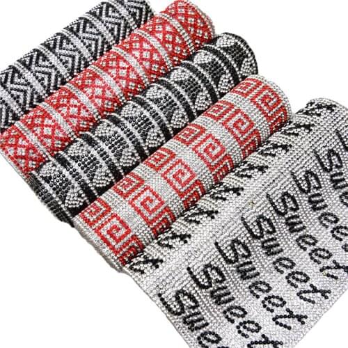 24x40cm bling crystal Hot-fix glue mesh rhinestone SS6 2mm letter Self Adhesive stripe colorful stone for motif rhinestone sheet