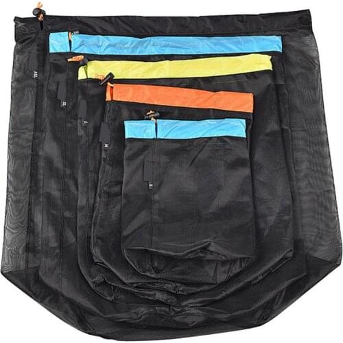3/4/5pcs Portable Travel Camping Sports Ultralight Mesh Storage Bag Stuff Sack Drawstring Storage Bag For Outdoor Camping Travel