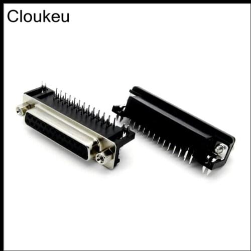 5Pcs DR25 hole Female Bending Pin 90DEG connector DB25F serial port adapter