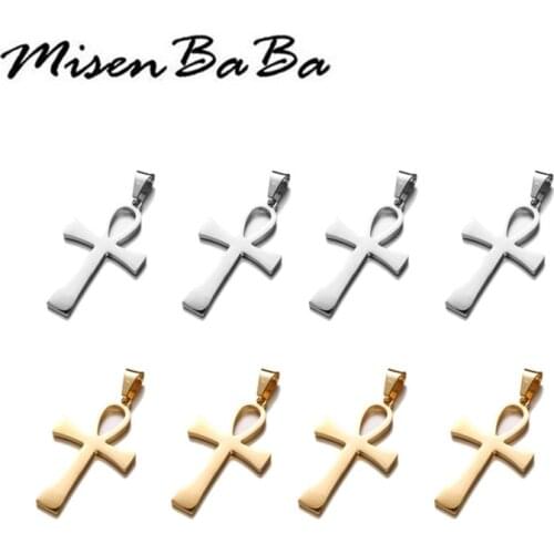 5PCS/lot Fashion Anka Cross Charms egyptian Ankh life symbol Stainless Steel Cross Charms for Necklace Diy Jewelry Making
