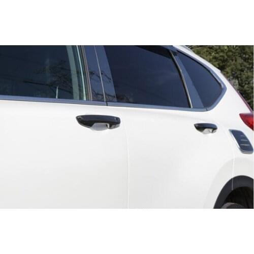 8x Carbon Fiber Style Car Exterior Door Handle Grab Cover Trim Bezel Sticker For Honda CRV CR-V 2017 One Smart Hole ABS