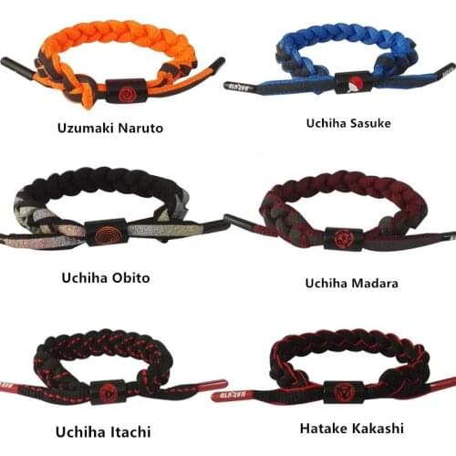 Anime NARUTO Cosplay Uchiha Madara Bracelet Hand-Knitted Anime Reflective Bracelet Couple Accessories Christmas Gift