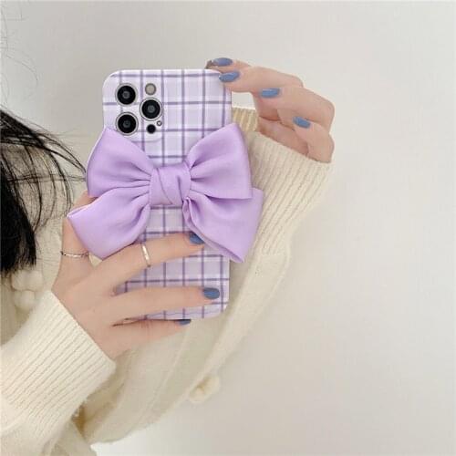 ZUIDID 3D Cute Purple Bow Girl Phone Case For iPhone 12 11 Pro XS MAX SE 2020 XR X 7 8Plus Lovely Cover Soft Silicone Coque Gift