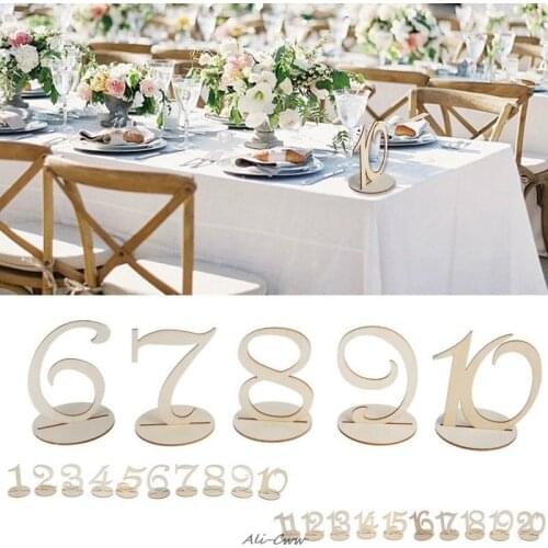 1-10/11-20 Wooden Table Numbers Set with Base Birthday Wedding Party Decor Gifts