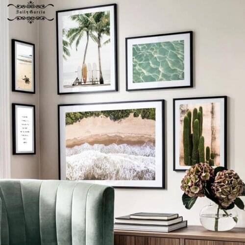 Surfboard Coconut Tree Beach Cactus Quote Wall Art Canvas Painting for Living Room Home Decor Nordic Posters and Prints Pictures