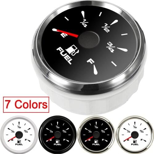 52mm Fuel Level Gauge 9-32V Fuel Gauge Waterproof fuel meter Level Indicator for Car Boat 7 Colors Backlight compteur voiture