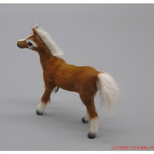 Simulation cute yellow horse 11x4x10cm model polyethylene&furs horse model home decoration props ,model gift d509