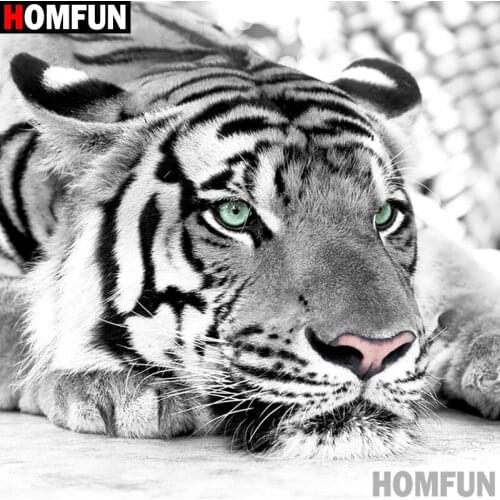 Homfun 3D Diamond Painting "Animal tiger" DIY Full Rhinestones Drill Cross-stitch Kits Square Round Diamond Embroidery A27650