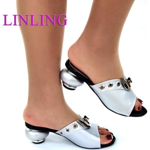 New Arrival Silver Color Nigerian Shoes And Handbags Set Italian design Rhinestone Womens Shoes And Bag Set High heel