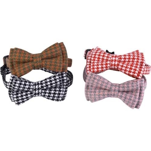 New Pattern Classic Dog Bow Tie Thousand Bird Pattern Cat Collar Small Bell Bow A Collar For A Horse Pet Bow Pet Ornaments