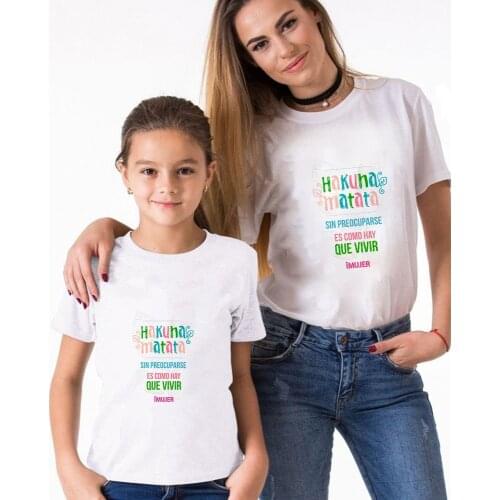 Matching Family Clothes Summer Short Sleeve Casual White O-neck Tshirts Hakuna Matata Printed Mother Father Unisex Kids T-shirts