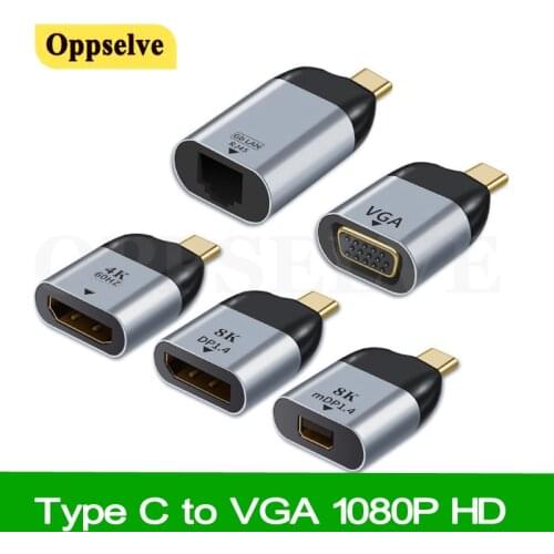 USB 3.1 Type C to HDMI-compatible/DP/VGA Mini DP RJ45 Adapter Converter 4K/8k 60Hz USB C Male to Female HD Video For MacBook Pro