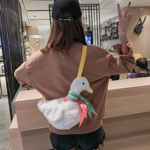 New Cartoon Shape Kawaii Lolita Plush Scarf Duck Bag Messenger Shoulder Purse Crossbody Gift