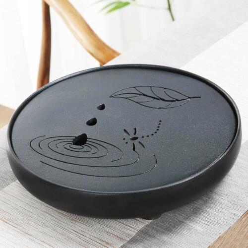 Water Storage Tea Tray Simple Round Ceramic Coffee Table Tea Tray Japanese Style Bandeja Redonda Household Tools DI50CP