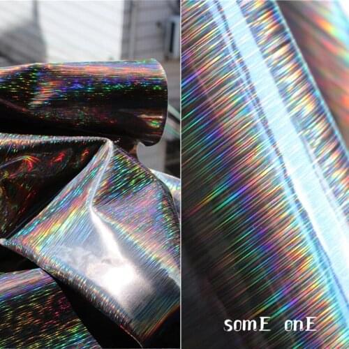 Iridescent Leather Fabric Wolfram steel color Waterproof DIY Bag Stage Clothes Dress Artificial leather Designer Fabric 50*130cm