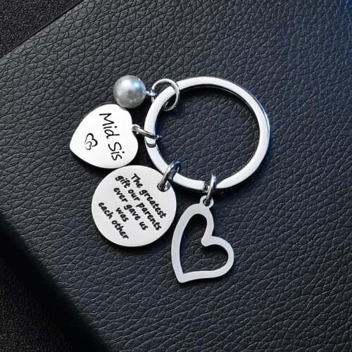 12PCs The Greatest Gift Our Parents Ever Gave Us Was Each Other Keyrings Stainless Steel Mid Sis Keychains Best Friends Sister