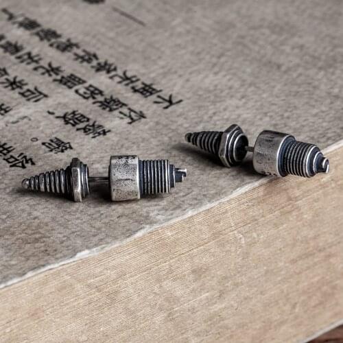925 Sterling Silver Spark Plug Stud Earrings Fashion Women Punk Earrings Fashion Party Wedding Jewelry Gift for Women Jewelry