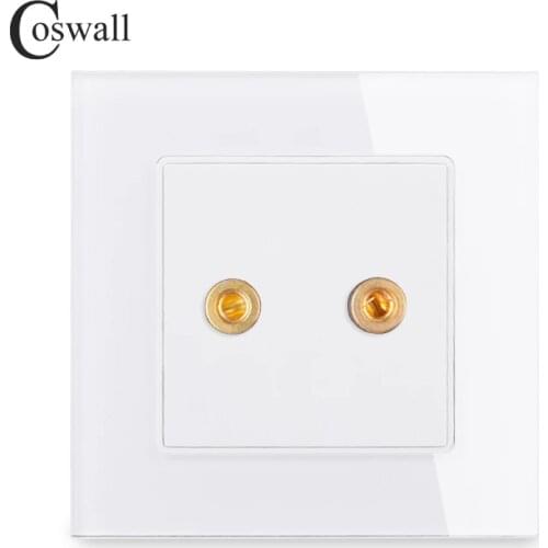 Coswall Tempered Crystal Glass Panel Audio Outlet Wall Socket Black White Gold Grey C1 Series