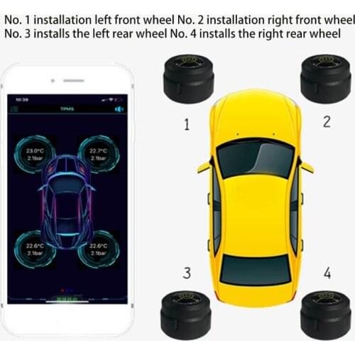 Tire Pressure Monitoring System Alarm External Sensors TPMS Real-time Display Pressure Temperature Bluetooth-compatible