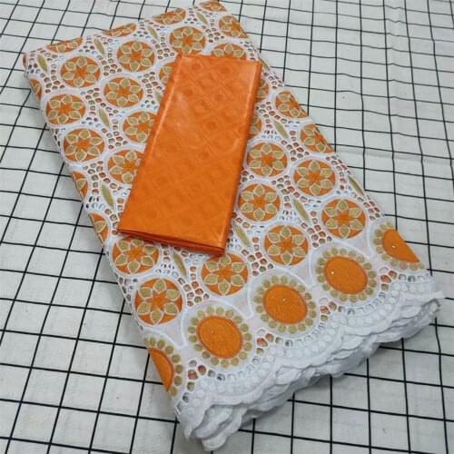 SJ Lace 2.5+2.5 Yards Swiss Voile Lace 100% Cotton African Lace Fabric 2021 High Quality And Bazin Riche Embroidery Dress T1-95