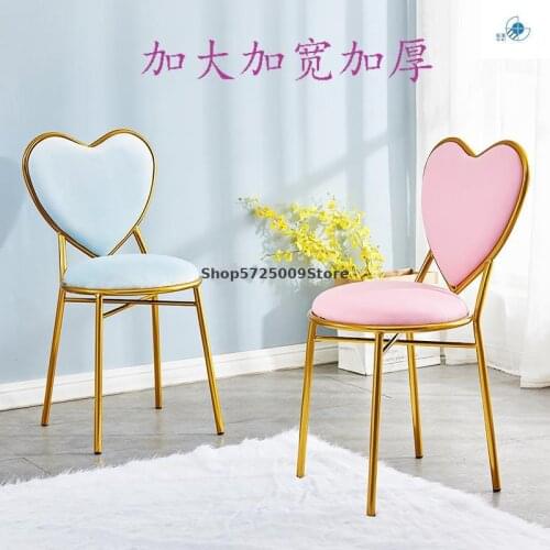Nordic dining chair light luxury iron chair heart-shaped butterfly big head net red nail small stool modern minimalist makeup
