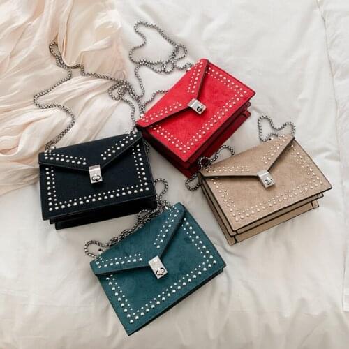 2020 European fashion rivet square chain tote bags women shoulder crossbody handbags luxury purses