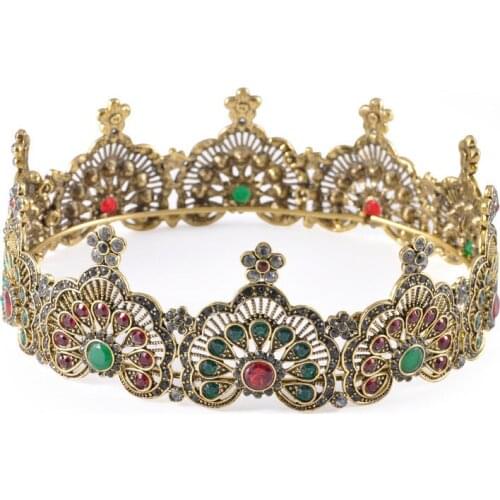 Round Bridal Tiara Royal Queen Rhinestone Beautiful Bridal Tiara Ladies Jewelry Tiara Beauty Pageant Ball Tiara