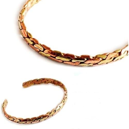 Tibetan Rose Copper Wrapped Slim Open Cuff Bangles for Girls