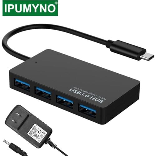 USB C HUB Multi 3.0 For MacBook Pro Air Computer Pc Notebook Accessories Type-C 3.1 Splitter 4 Port Otg Hab With Power Adapter